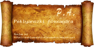 Peklyanszki Alexandra névjegykártya